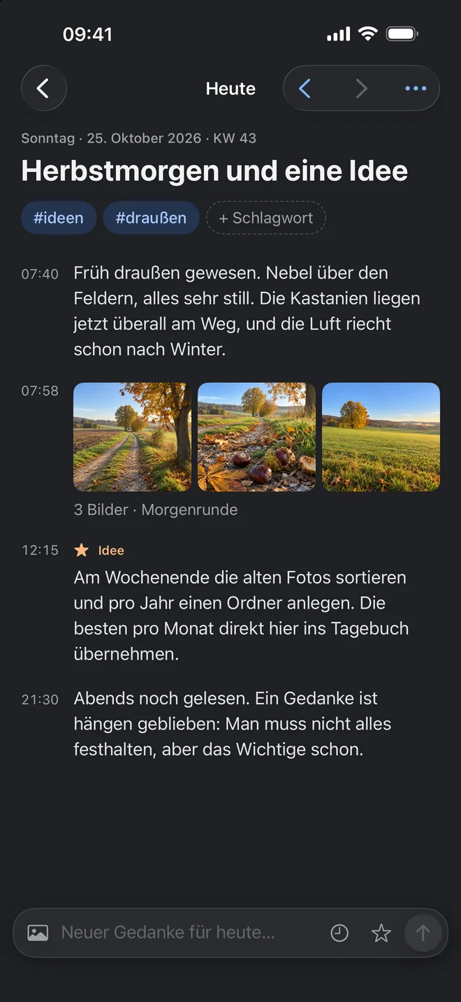 Die heutige Seite im dunklen Modus