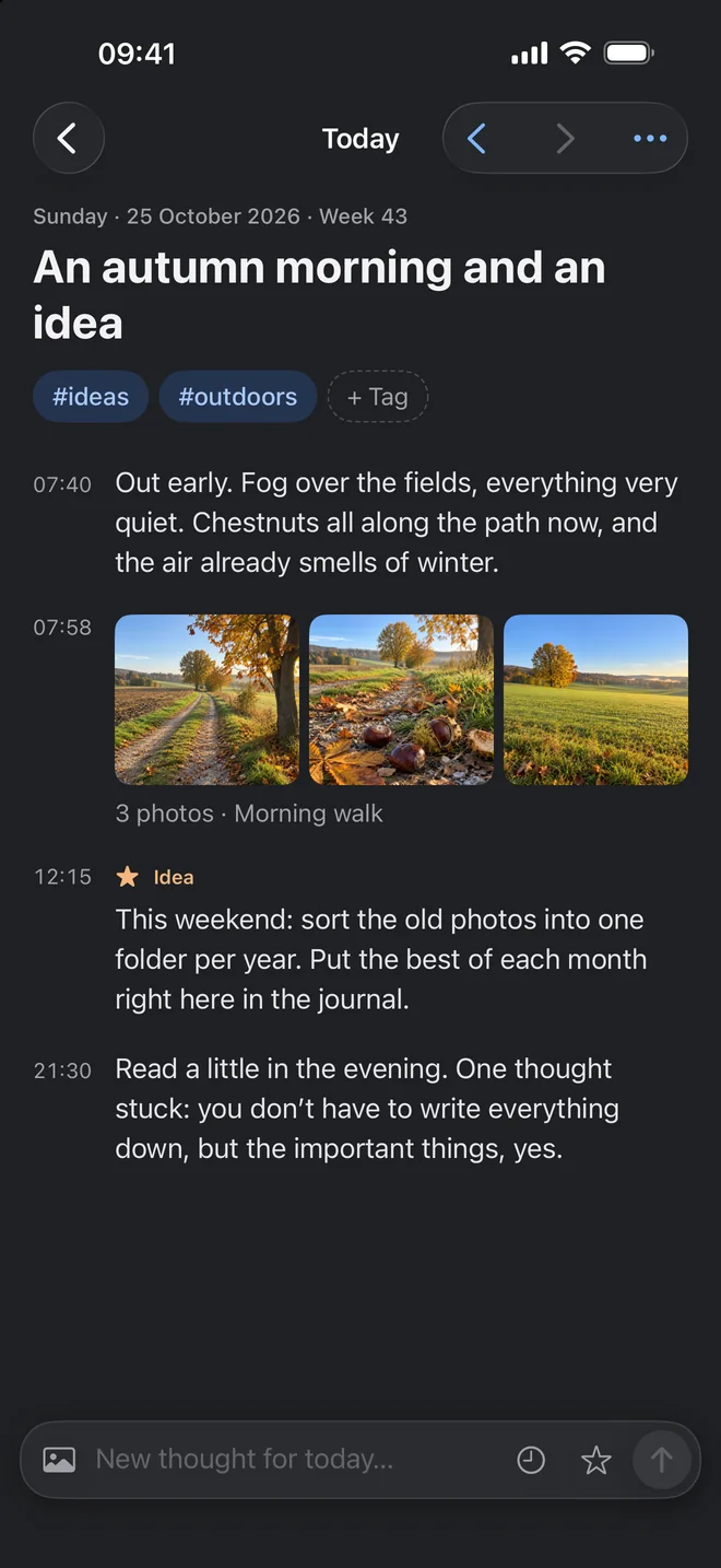 Today's page in dark mode