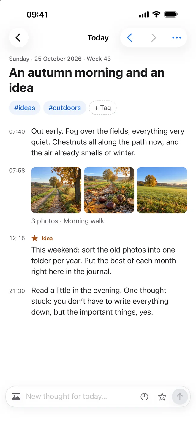Dusk on iPhone: today's page