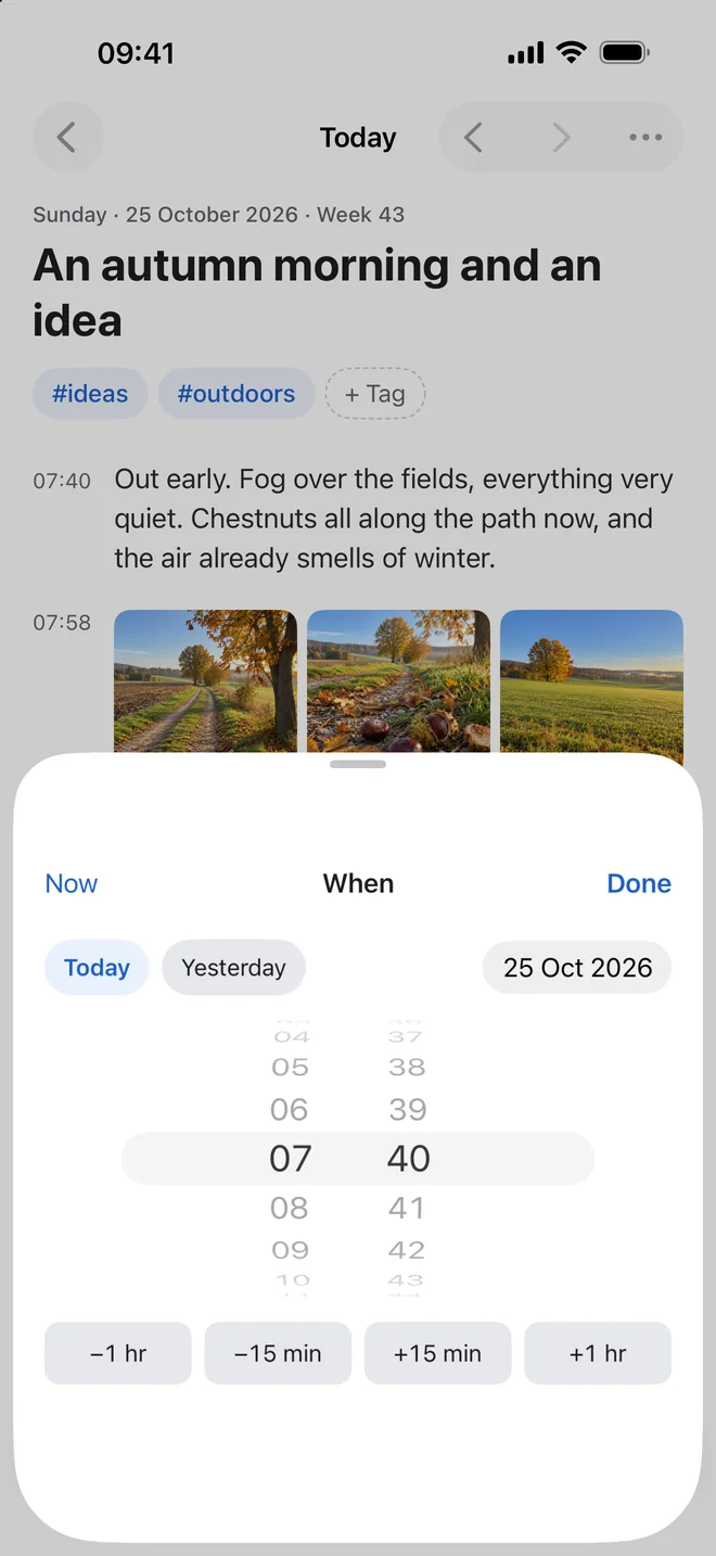 Choosing the day and time of a thought